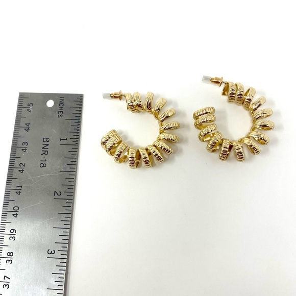 New Free People Gold Hoop Spiral Earrings - Picture 5 of 5